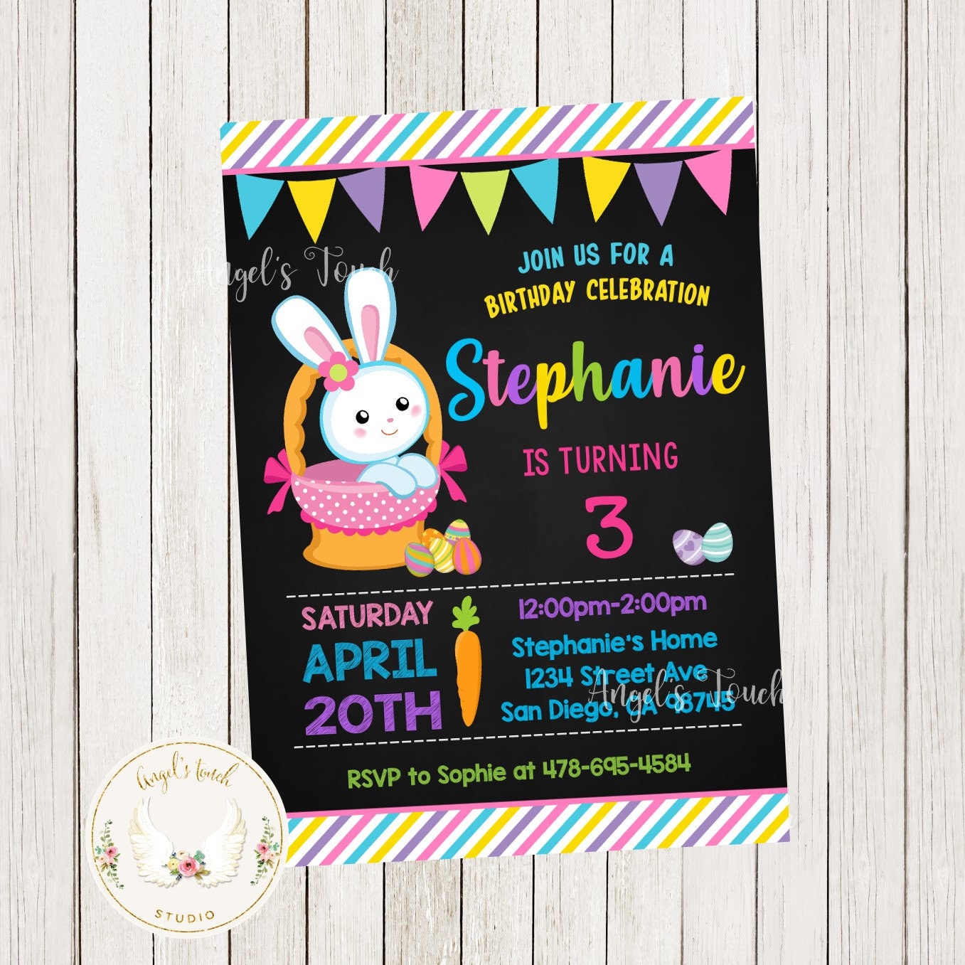 Easter Bunny Birthday Invitation Easter Party Invitation Etsy UK