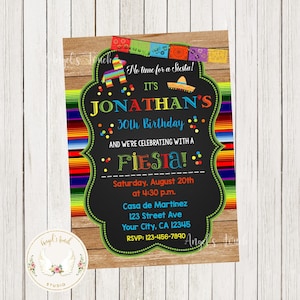 Fiesta Birthday Invitation, Fiesta Party Invitation for Men & Woman, Mexican Fiesta Chalk Invitation, Fiesta Mexicana Printable Digital File