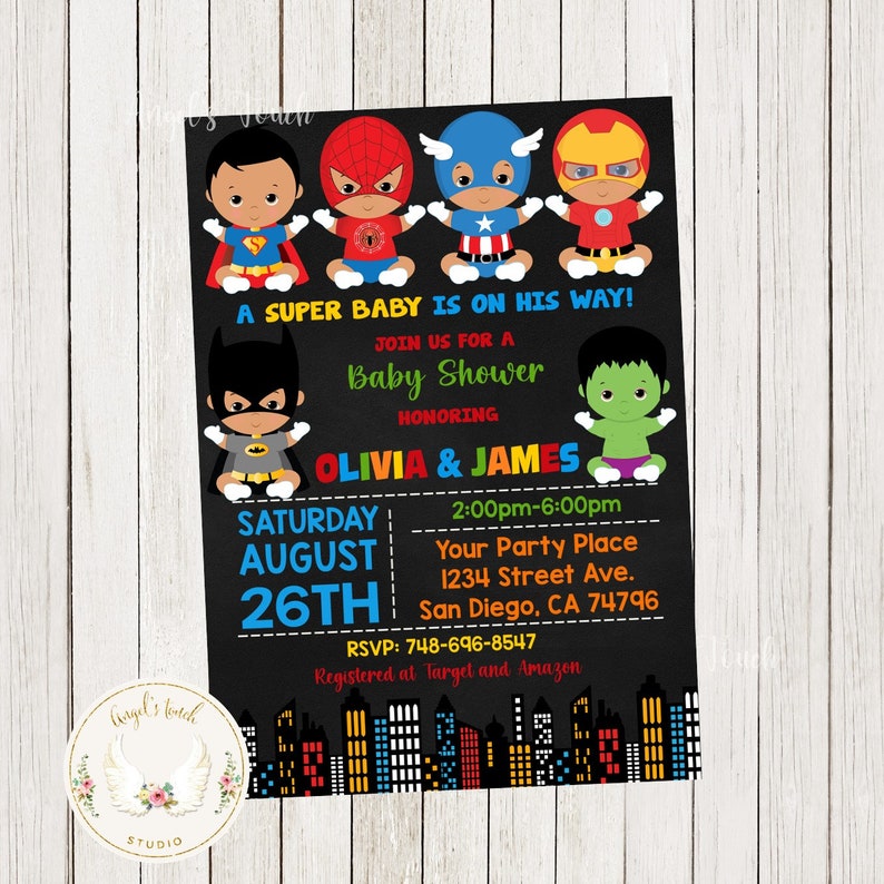 Superhero Baby Shower Invitation Superhero African American Etsy