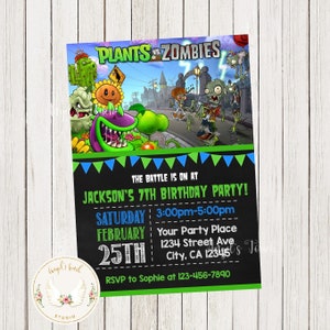 Invitación de cumpleaños de Plants vs Zombies, Invitación de Plants vs Zombies, Invitación a fiesta de Plants Zombies, Invitación imprimible, Archivo digital.
