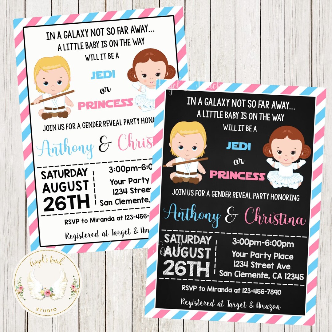 Star Wars Baby Gender Reveal Invitation, Star Wars Gender Reveal
