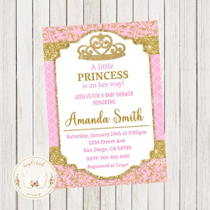 Little Princess Baby Shower Invitation, Princess Baby Shower Invitation, Girl Baby Shower Invititation, Printable Invitation, Digital File.