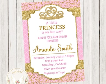 Little Princess Baby Shower Invitation, Princess Baby Shower Invitation, Girl Baby Shower Invititation, Printable Invitation, Digital File.