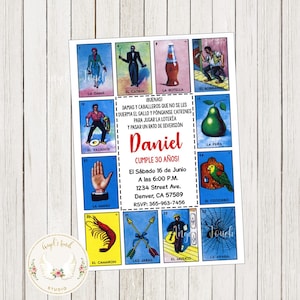 Invitacion Loteria en Español, Fiesta Mexicana Invitacion, Loteria Invitation, Mexican Fiesta Invitation, Printable Invitation, Digital File