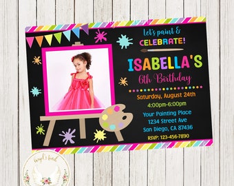 Paint Art Birthday Invitation, Paint Brushes Art Party Invitation, Painting Birthday Bash Invitation, Art Birthday, Printable Digital File.