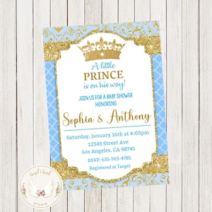 Invito Little Prince Baby Shower, Invito Prince Baby Shower, Invitita Baby Shower Bambino, Invito Stampabile, File Digitale.