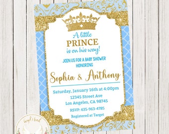 Little Prince Baby Shower Uitnodiging, Prince Baby Shower Uitnodiging, Jongen Baby Shower Uitnodiging, Afdrukbare Uitnodiging, Digitaal Bestand.