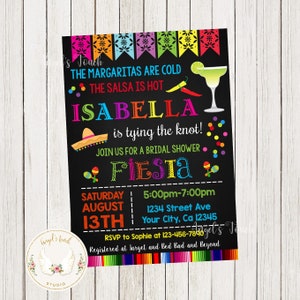 Fiesta Bridal Shower Invitation, Fiesta Bridal Shower Party Invitation, Margarita Salsa Bridal Shower Invitation, Printable Digital File