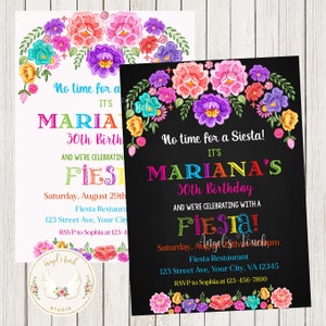 Fiesta Flowers Birthday Invitation, Fiesta Party Invitation, Mexican Fiesta Party Invitation, Fiesta Mexicana, Printable Digital File