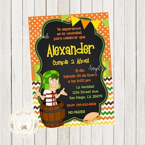 El Chavo verjaardagsuitnodiging, El Chavo del Ocho uitnodiging, Invitación cumpleaños El Chavo del 8, El Chavo del Ocho, afdrukbaar digitaal bestand.
