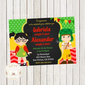 El Chavo y La Chilindrina Birthday Invitation, El Chavo del 8, Invitación cumpleaños El Chavo del Ocho, Printable Invitation, Digital File.
