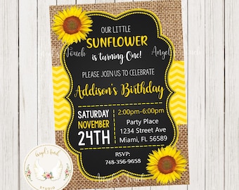 Sunflower Birthday Invitation, Sunflowers Party Invitation, Picnic Party Invitation, Flowers Invitation, Printable Invitation, Digital File.