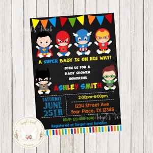 Superhero Baby Shower Invitation, Superhero Boys Baby Shower Invitation, Superheroes Baby Shower Invite, Printable Invitation, Digital File.