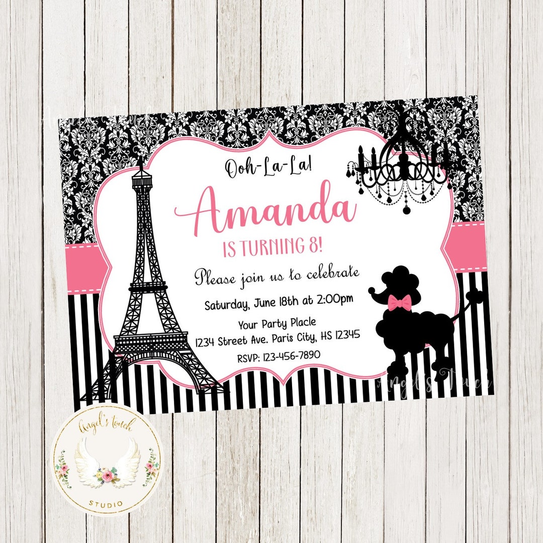 Paris Birthday Invitation, Paris Party Invitation, Paris Invitation
