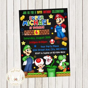 Mario Birthday Invitation, Mario and Luigi Invitation, Cute Mario Party Invitation,  Mario and Luigi, Printable Invitation, Digital File.