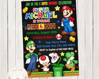 Mario Birthday Invitation, Mario and Luigi Invitation, Cute Mario Party Invitation,  Mario and Luigi, Printable Invitation, Digital File.