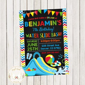 Waterslide Birthday Invitation, Water Slide Party Invitation, Waterslide Birthday Bash Invitation, Printable Invitation, Digital File.