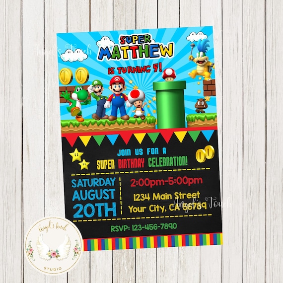 Super Mario Birthday Invitation Mario and Luigi Invitation - Etsy