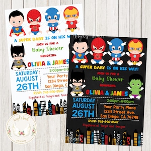Superhero Baby Shower Invitation, Superhero Boys Baby Shower Invitation, Superheroes Baby Shower Invite, Printable Invitation, Digital File.
