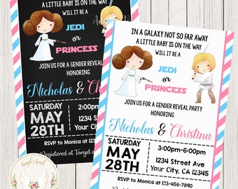 Star Wars Baby Gender Reveal Invitation, Star Wars Gender Reveal Invitation, Baby Gender Reveal Invitation, Printable Digital File