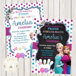 Frozen Bowling Birthday Invitation, Frozen Bowling Party Invitation, Frozen Party Invitation, Bowling Invitation, Printable Digital File