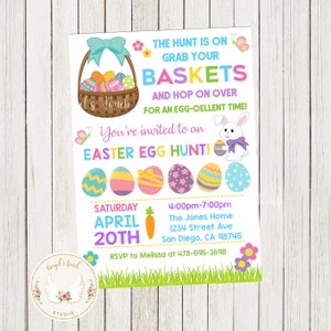 Easter Egg Hunt Invitation, Easter Party Invitation, Easter Invitation, Easter Bunny Invitation, Printable Digital Invitation.