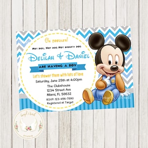 Mickey Mouse Baby Shower Invitation, Mickey Mouse  Baby Invitation, Mickey Baby Shower Invitation, Printable Invitation Digital File