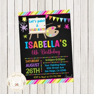 Paint Art Birthday Invitation, Paint Brushes Art Party Invitation, Painting Birthday Bash Invitation, Art Birthday, Printable Digital File.