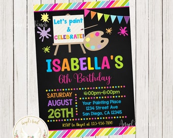 Paint Art Birthday Invitation, Paint Brushes Art Party Invitation, Painting Birthday Bash Invitation, Art Birthday, Printable Digital File.