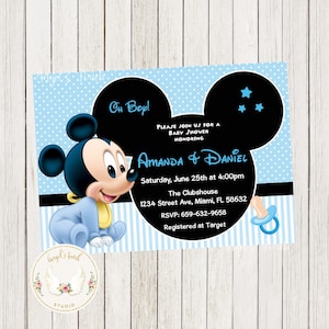 Mickey Mouse Baby Shower Invitation, Mickey Mouse  Baby Invitation, Mickey Baby Shower Invitation, Printable Invitation Digital File