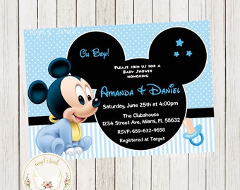 Mickey Mouse Baby Shower Invitation, Mickey Mouse  Baby Invitation, Mickey Baby Shower Invitation, Printable Invitation Digital File
