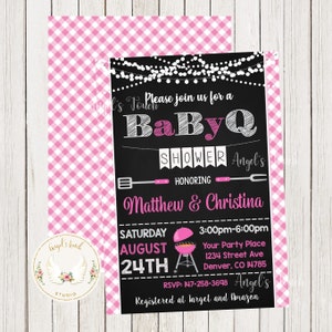 BBQ Girl Baby Shower Invitation, Pink BabyQ Baby Invitation, BaByQ Baby Shower Invitation, Baby-Q, Printable Invitation Digital File