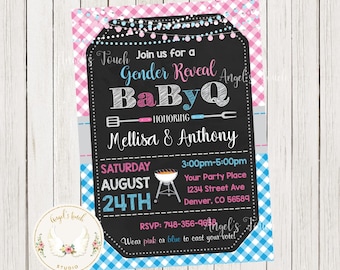 Bbq Baby Gender Reveal Einladung, BabyQ Gender Reveal Einladung, BBQ Baby Einladung, Baby-Q Einladung, druckbare Einladung digitale Datei