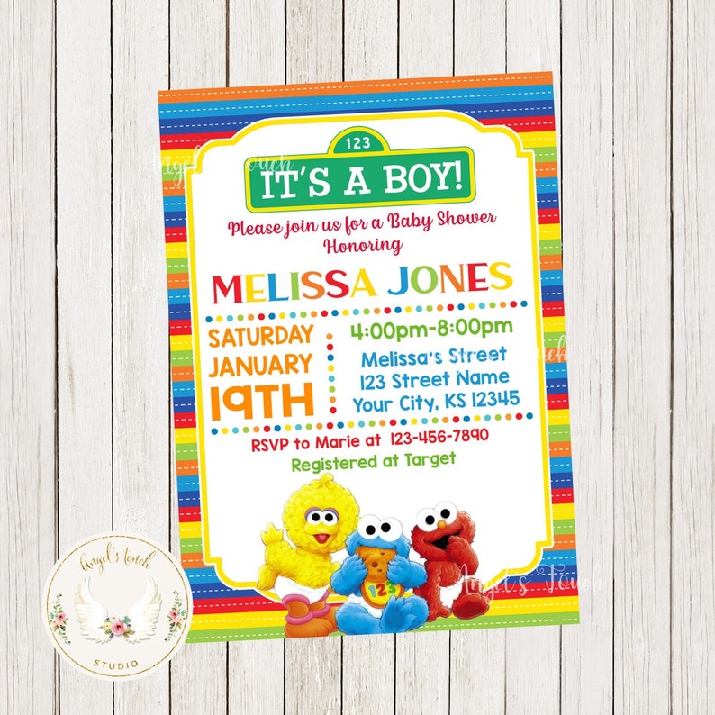 sesame street baby shower invitations