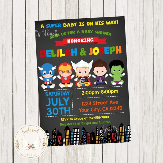 Superhero Baby Shower Invitation - Superheroes Baby Shower Superhero Baby Shower Invitation - Superheroes Baby Shower
