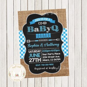 BBQ Boy Baby Shower Invitation, Blue BabyQ Baby Invitation, BaByQ Baby Shower Invitation, Baby-Q Invite, Printable Invitation Digital File