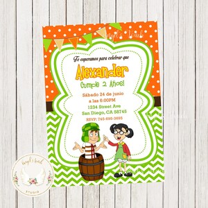 El Chavo y La Chilindrina Geburtstagseinladung, El Chavo del 8, Invitación cumpleaños El Chavo del Ocho, druckbare Einladung, digitale Datei.