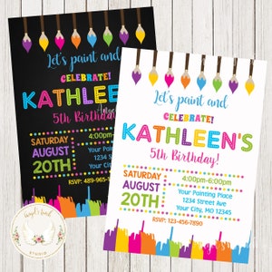 Paint Art Birthday Invitation, Paint Brushes Art Party Invitation, Painting Birthday Bash Invitation, Art Birthday, Printable Digital File.