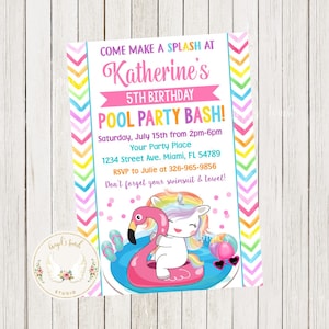 Einhorn Pool Geburtstag Einladung, Pool Girl Party Einladung, Einhorn Pool, Einhorn Pool Geburtstag Einladung, druckbare digitale Datei