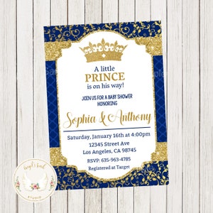 Little Prince Baby Shower Invitation, Prince Baby Shower Invitation, Boy Baby Shower Invititation, Printable Invitation, Digital File.