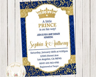 Little Prince Baby Shower Uitnodiging, Prince Baby Shower Uitnodiging, Jongen Baby Shower Uitnodiging, Afdrukbare Uitnodiging, Digitaal Bestand.
