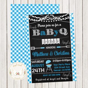 BBQ Boy Baby Shower Invitation, Blue BabyQ Baby Invitation, BaByQ Baby Shower Invitation, Baby-Q, Printable Invitation Digital File