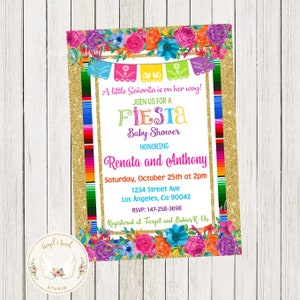 Fiesta Baby Shower Invitation, Flowers Baby Fiesta Invitation, Floral Fiesta Baby Shower Invitation, Printable Invitation, Digital File