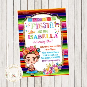 Fiesta Girl Birthday Invitation, Frida Girl Fiesta Party Invitation, Mexican Fiesta Party Invitation, Fiesta Mexicana Printable Digital File