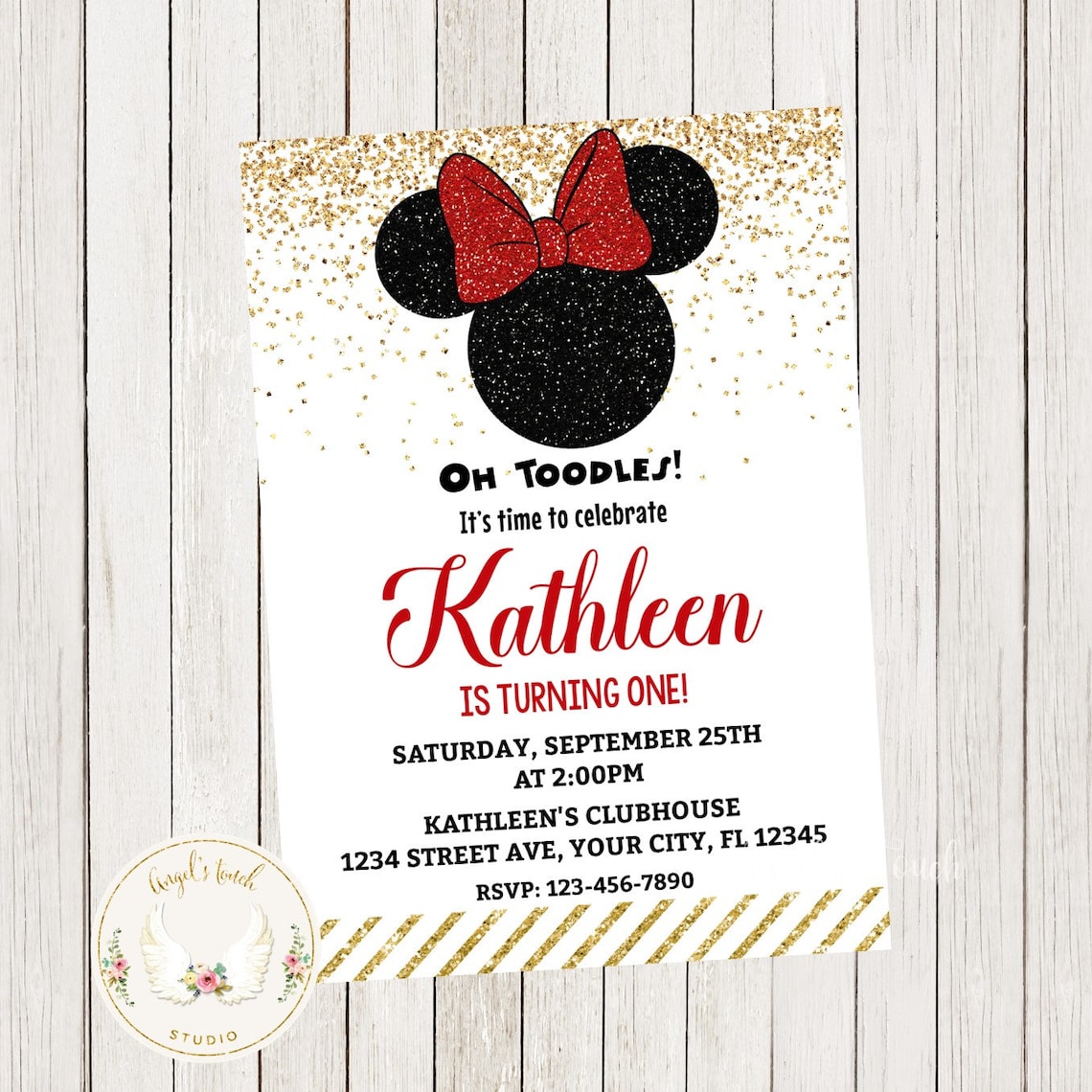 Minnie Mouse Birthday Invitation, Minnie Mouse Red and Black Party ...