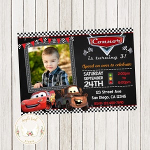 Cars Birthday Invitation with Picture, Cars Party Invitation with photo, Cars Birthday Invitation, Cars Invitation,  Printable Digital File.