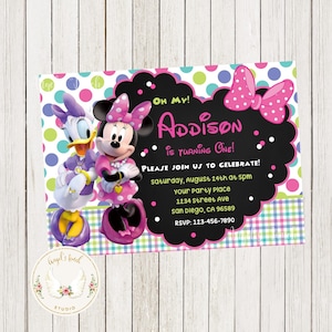 Invito di compleanno a Minnie Mouse e Paperina, invito alla festa di Paperina e Minnie, invito stampabile, file digitale.