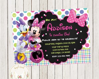 Minnie Mouse and Daisy Duck Birthday Invitation, Daisy Duck and Minnie Mouse Party Invitation, Printable Invitation, Digital File.