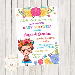 Fiesta Baby Shower Invitation, Frida Fiesta Baby Shower Invitation, Floral Baby Shower Invititation, Printable Invitation, Digital File