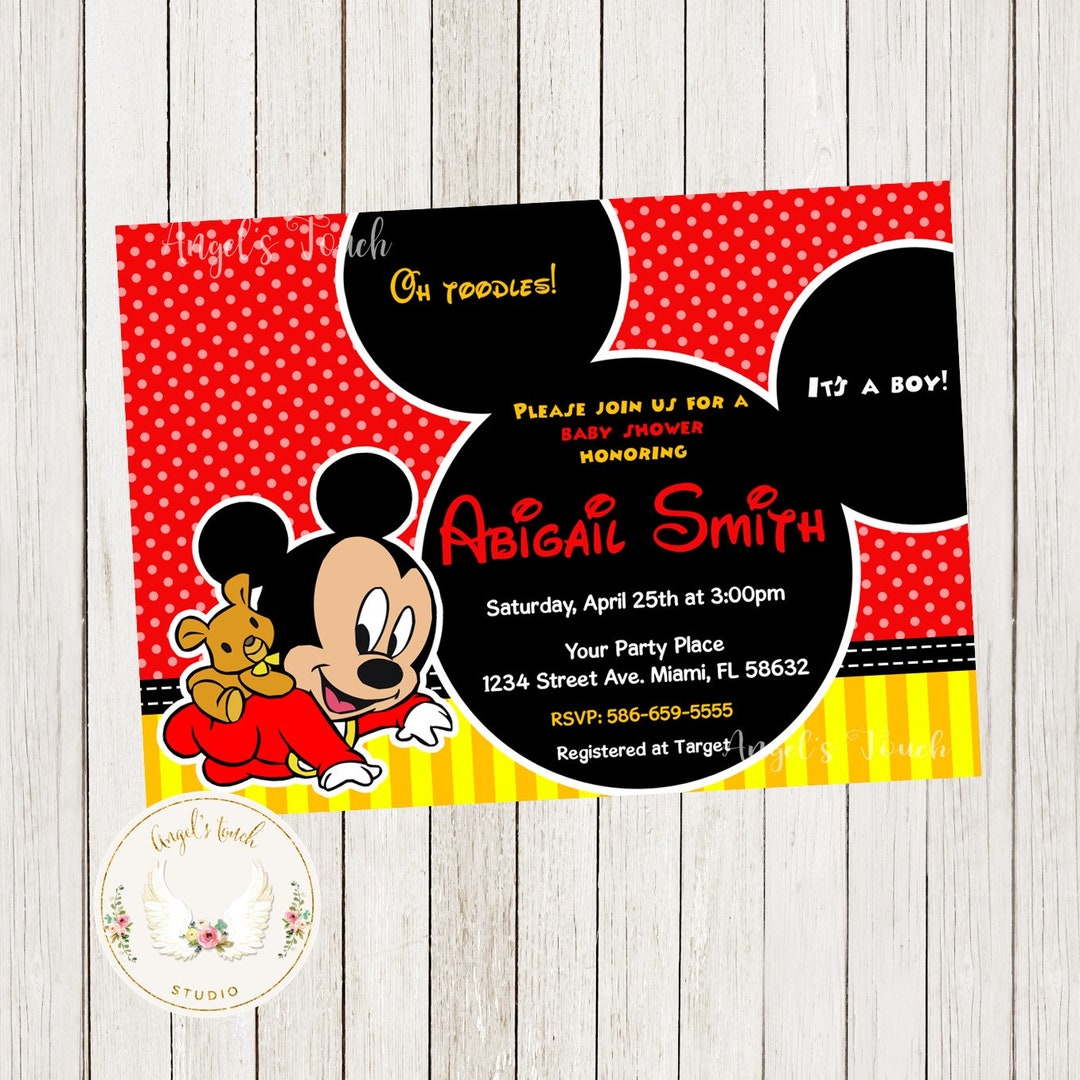 Mickey Mouse Baby Shower Invitation, Mickey Mouse Baby Invitation ...